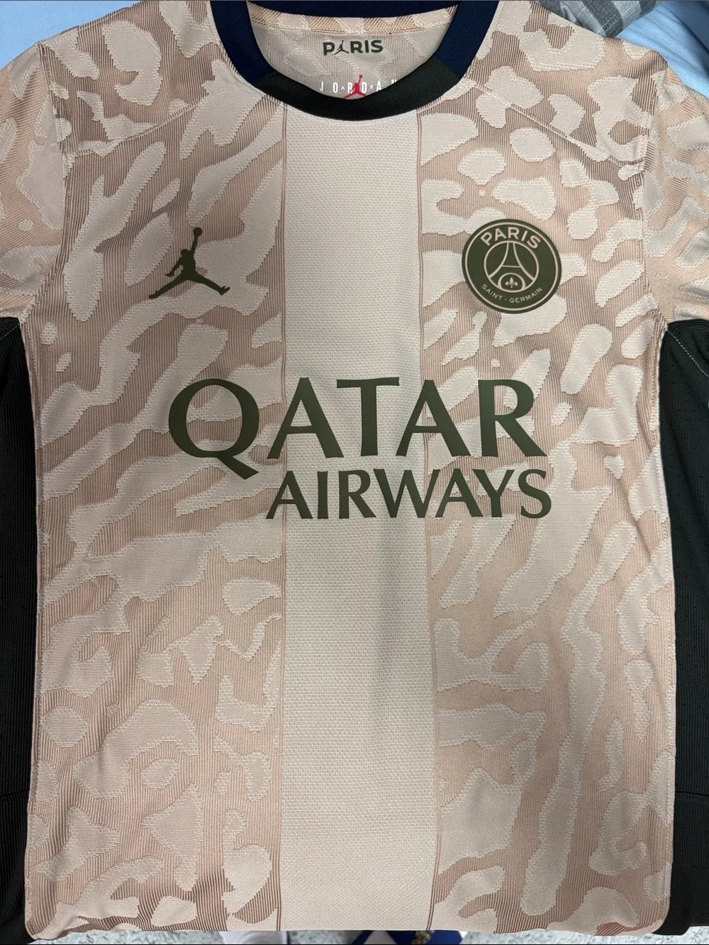 Jordan x Paris Saint-Germain Pink and Olive Soccer Jersey